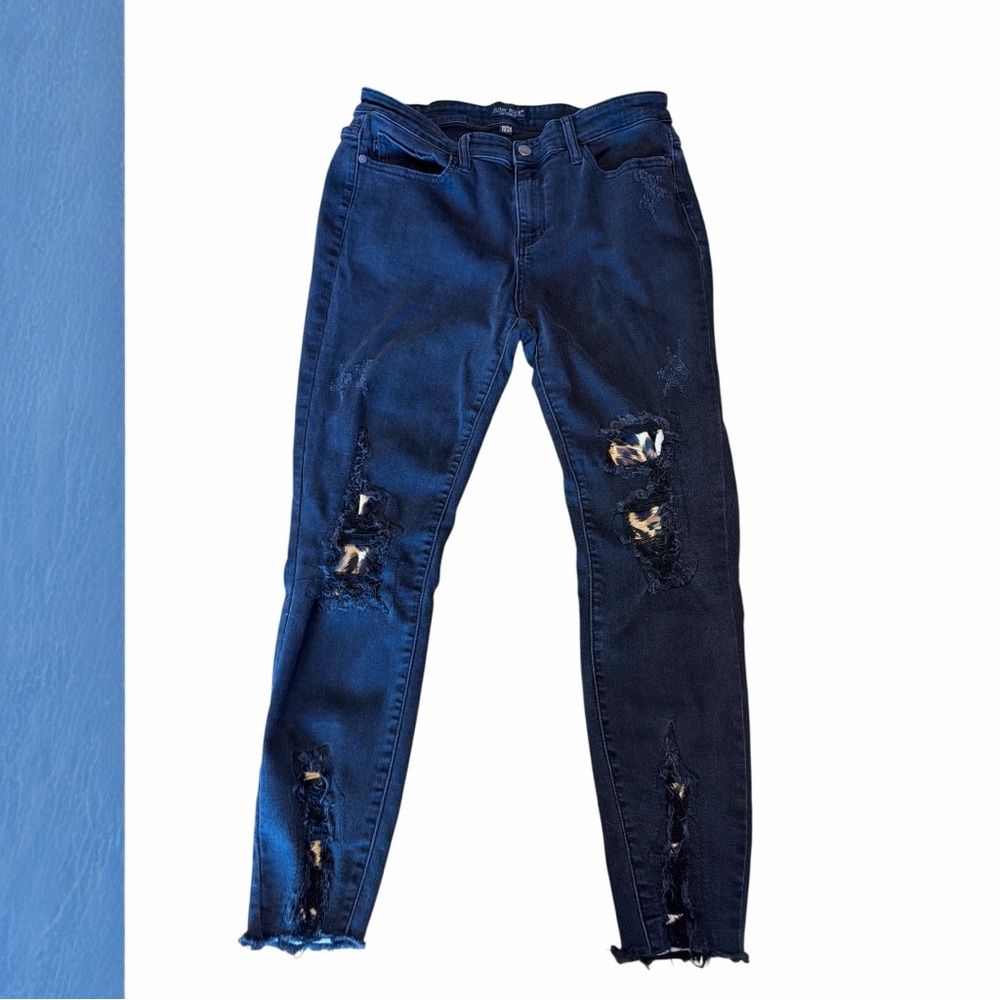 Judy Blue Skinny Cropped Jeans Frayed Hem Size 13/31